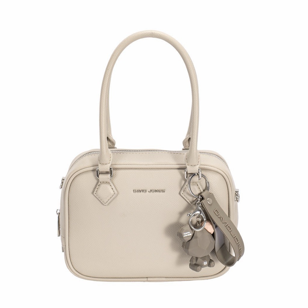 David Jones Cream Top-Handle Satchel With Charm